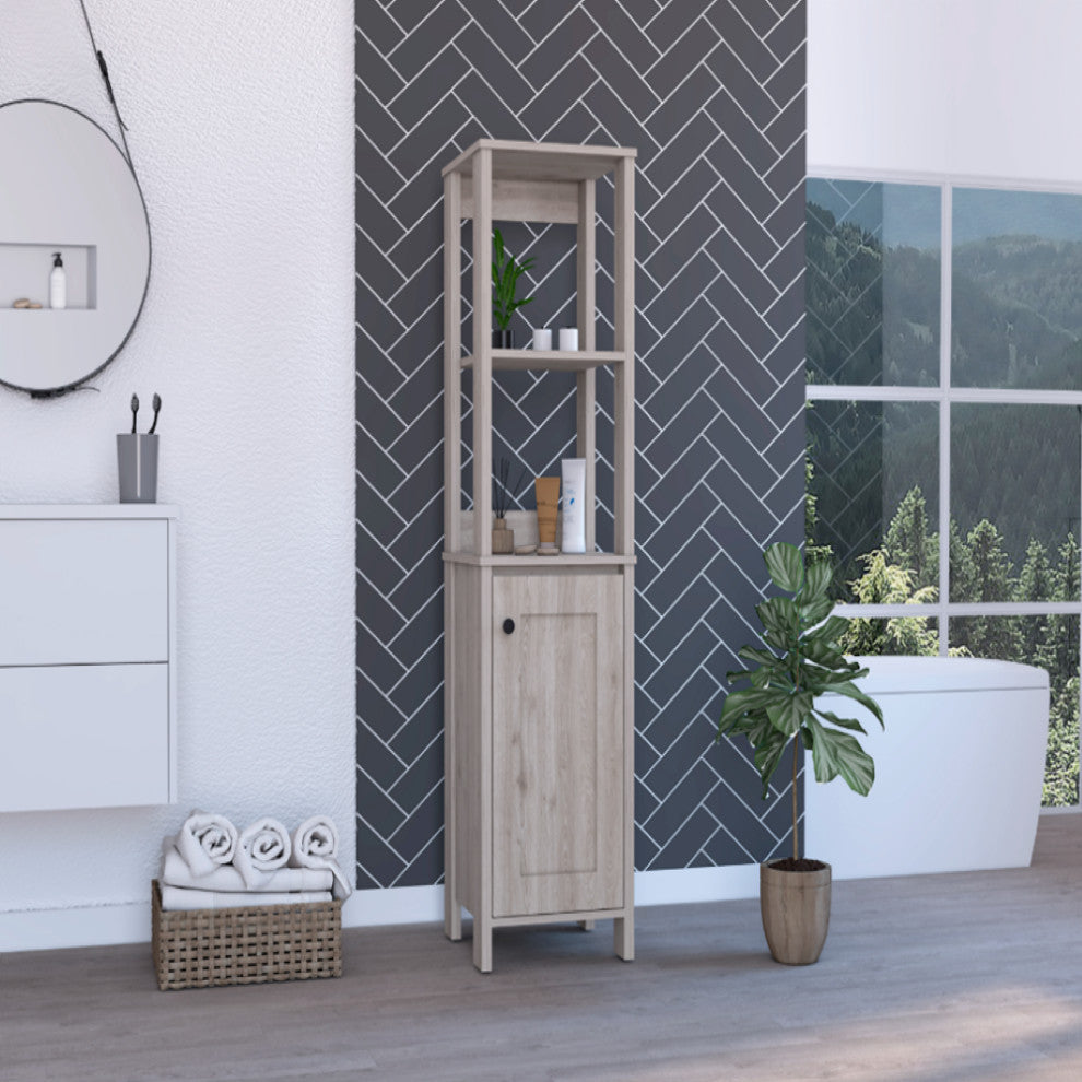 Linen Cabinet Jannes, Bathroom, Light Gray