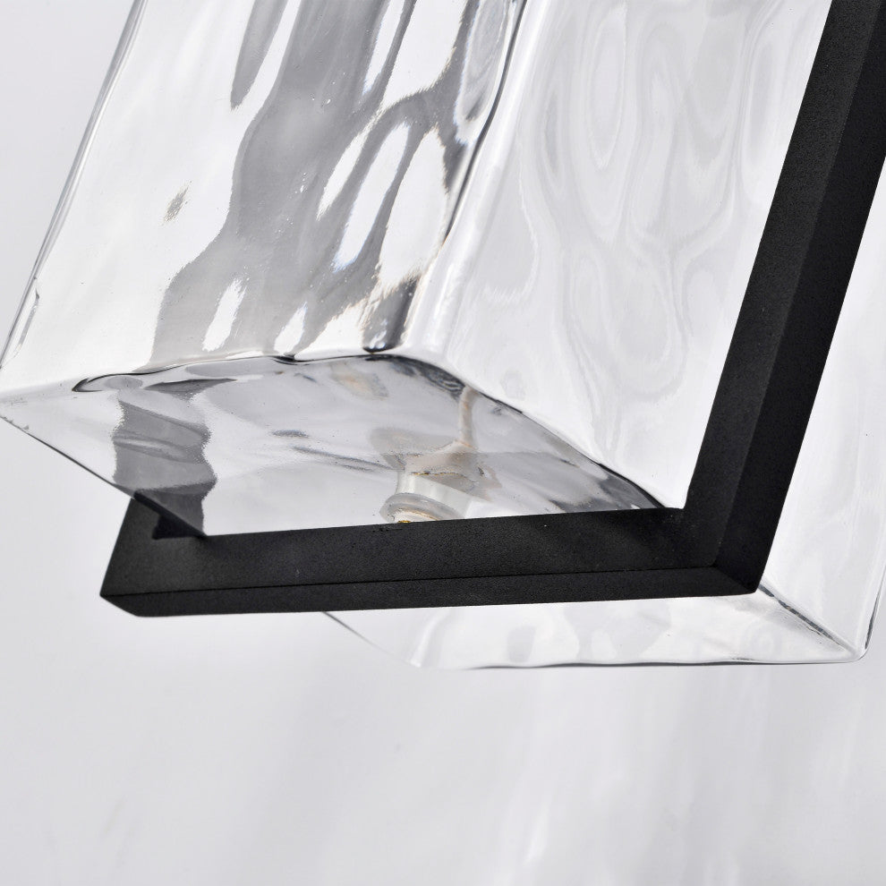 Vernal 1-Light Large Wall Lantern, Matte Black/Clear Water Glass