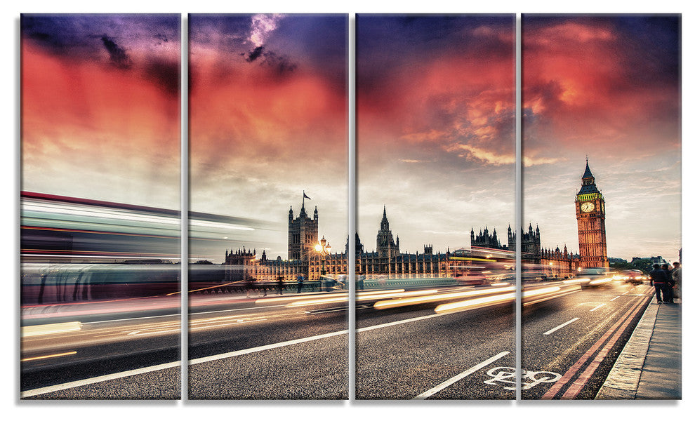 "London Westminster Bridge" Canvas Print, 4 Panels