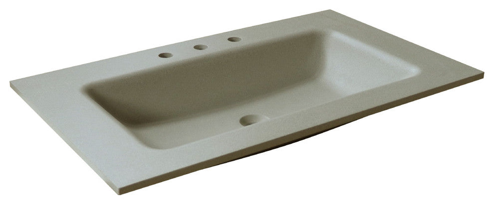 37" Single Gray Concrete Top With Rectangle Sink