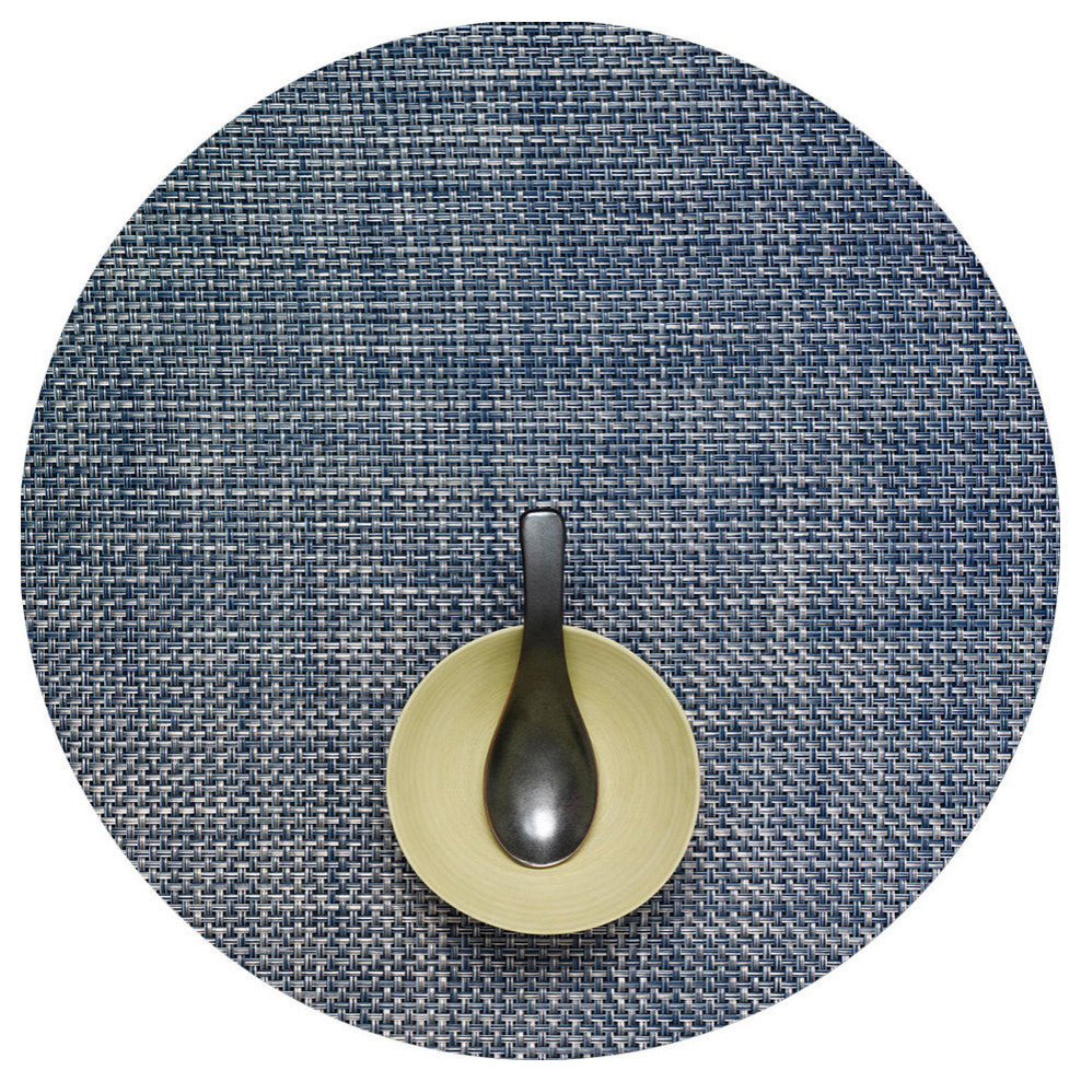 Basketweave Table Mat Round, Denim