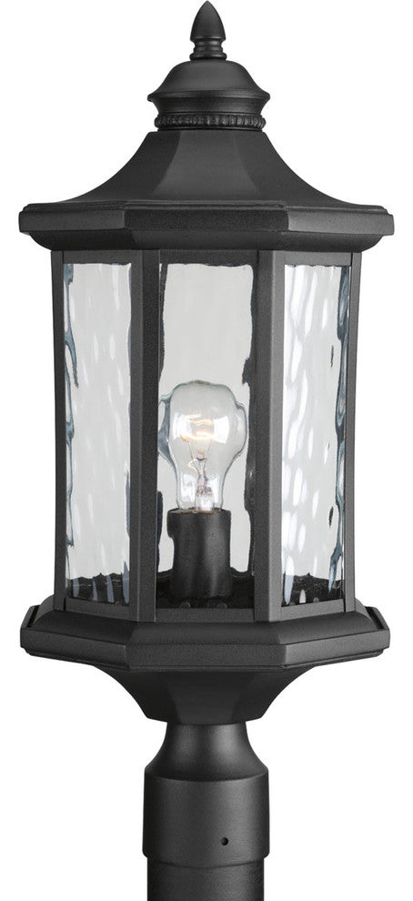 Edition 1-Light Outdoor Post Lantern, Black and Water