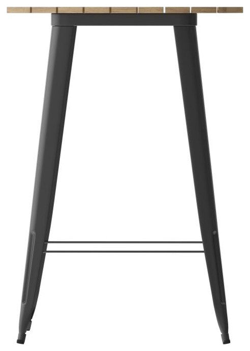 Declan Commercial Indoor/Outdoor Round Bar Top Table, 30", Brown/Black