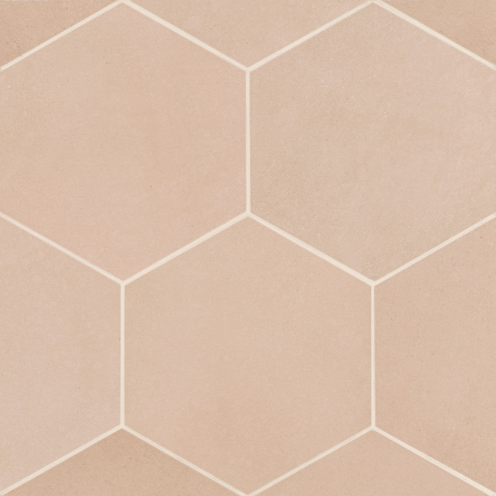 Makoto 10"x10" Hexagon Porcelain Tile (18pc - 10.76sqft), Momoiro Blush/Pink
