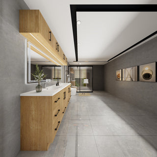 Victoria 84" Solid Wood Bath Vanity, Double Sink, Oak