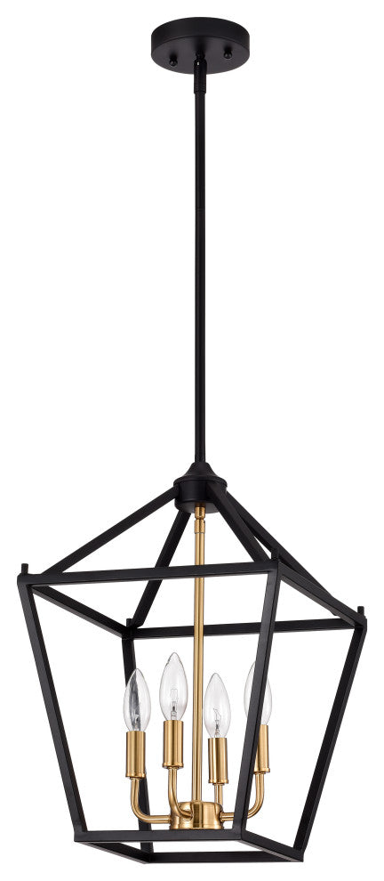 CHLOE Lighting IRONCLAD Industrial 4-Light Textured Black Inverted Pendant