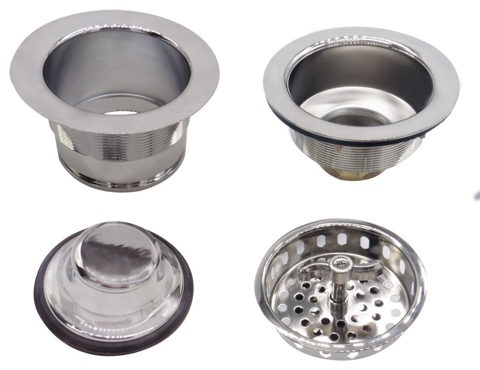 CO2175 3.5" Wing Nut Twist, Kitchen Sink Basket Strainer, Polished Chrome