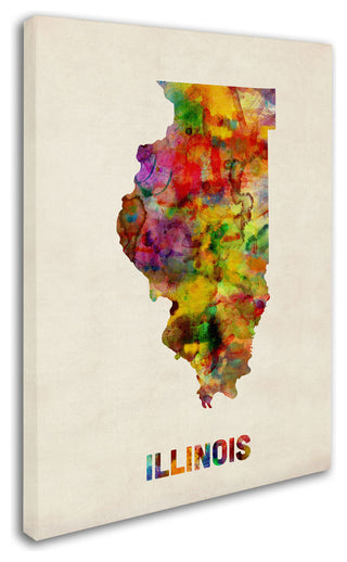 'Illinois Map' Canvas Art by Michael Tompsett