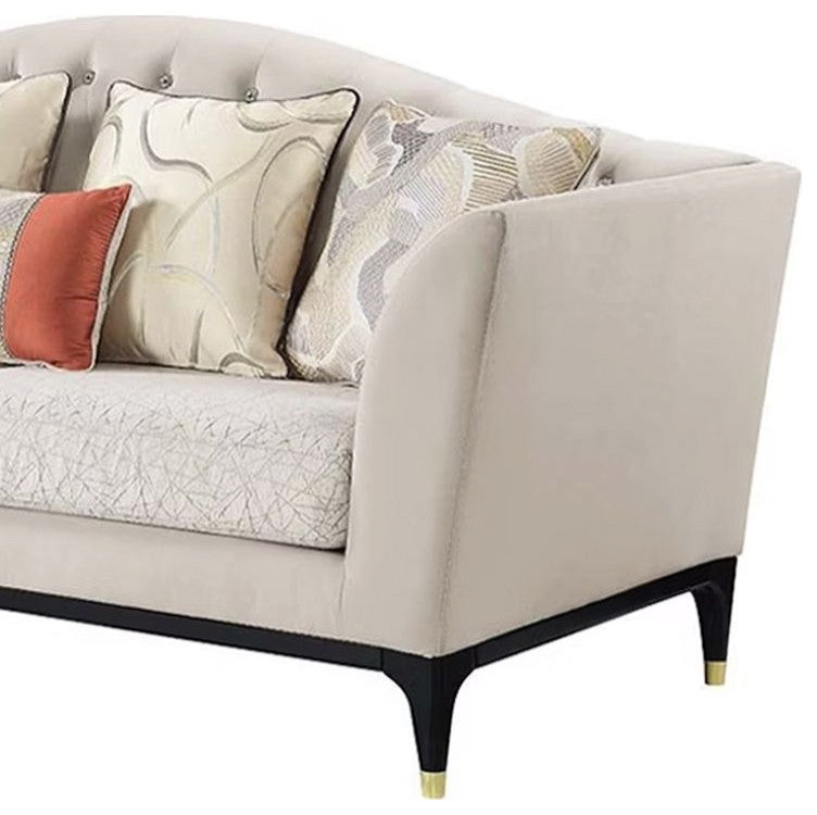Acme Tayden Sofa With 5 Pillows Beige Velvet