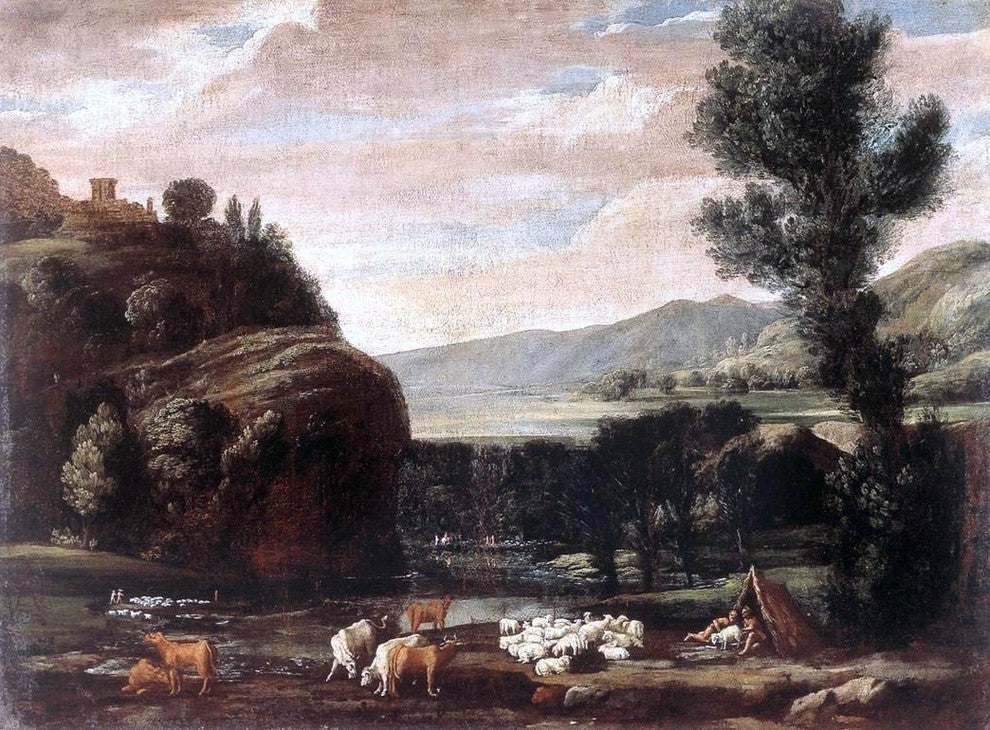 Pietro Paolo Bonzi Landscape with Shepherds and Sheep Gallery Wrapped Canvas
