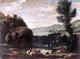 Pietro Paolo Bonzi Landscape with Shepherds and Sheep Gallery Wrapped Canvas