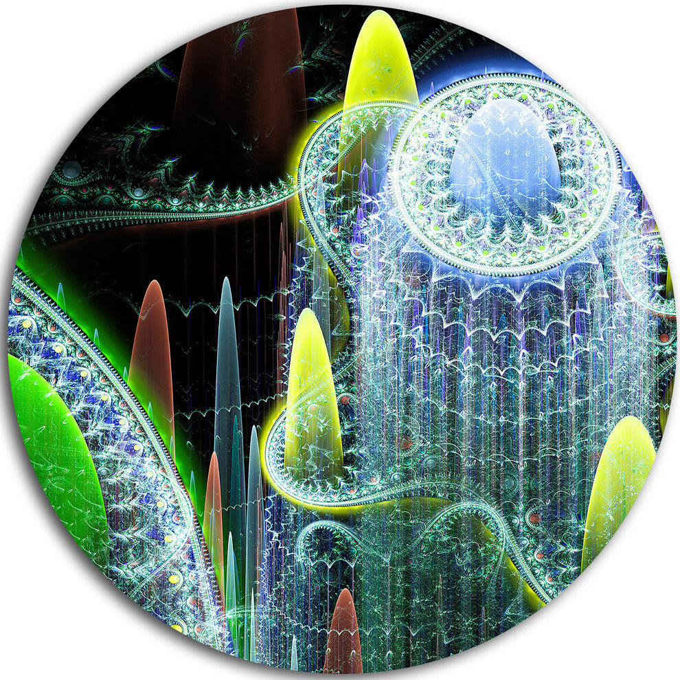 World Of Infinite Fractal Universe, Abstract Round Metal Wall Art, 23"
