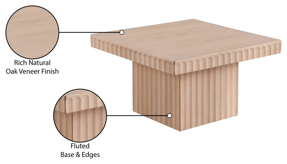 Spencer Oak Veneer Coffee Table, Natural, 12" H, 1 Piece