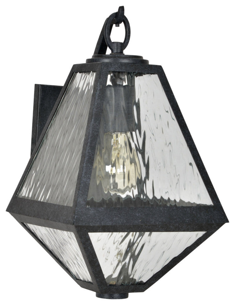 Crystorama Brian Patrick Flynn Glacier 1-Light Outdoor Wall, Black, Water Glass