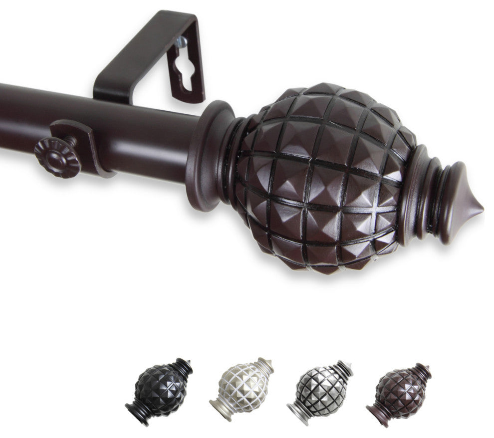 Nova 1" Curtain Rod, Mahogany, 160-240"