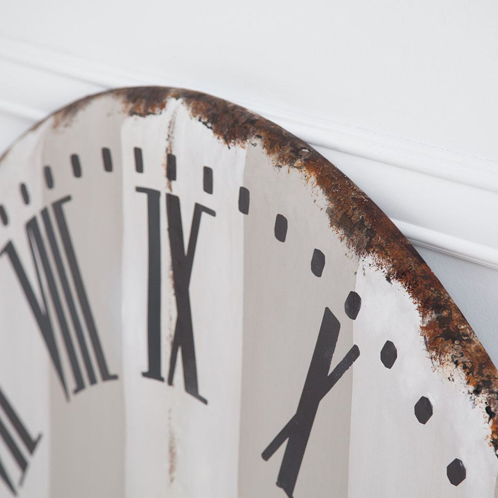 Belton Beige And White 42" Round Wall Clock