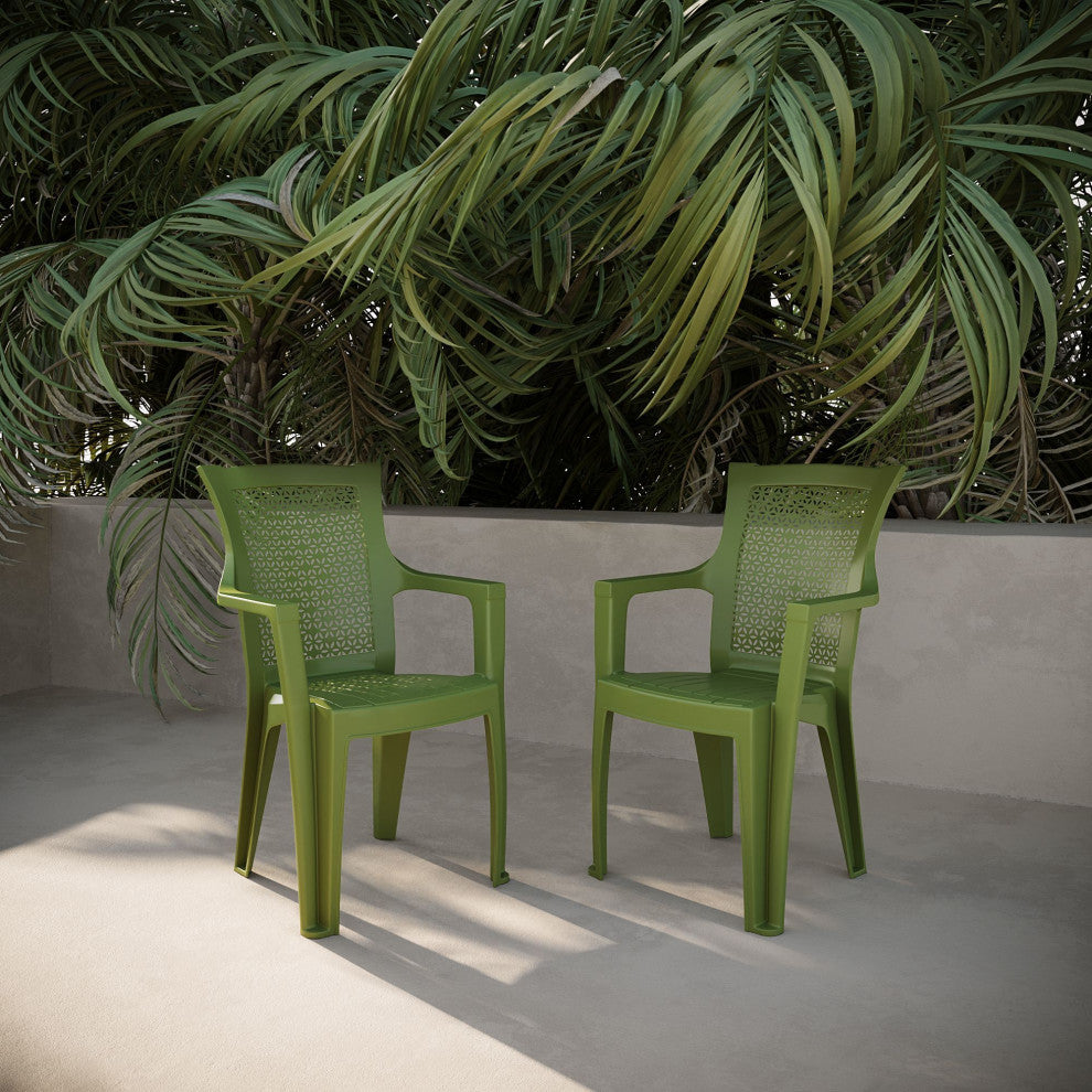 Mira Outdoor Patio Chairs, Set of 2, Green