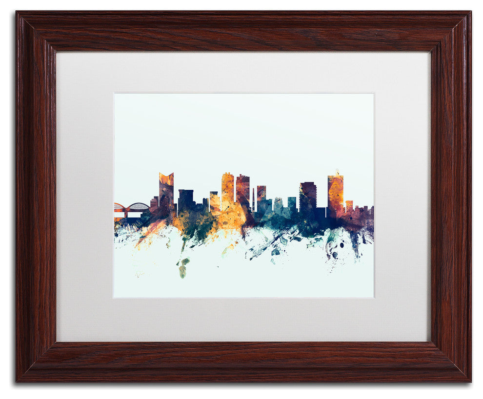 Michael Tompsett 'Fort Worth Texas Skyline Blue' Matted Framed Art, 11x14