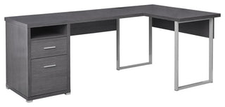 Computer Desk Home Office Corner 80"L L Shape Work Laptop Metal Grey