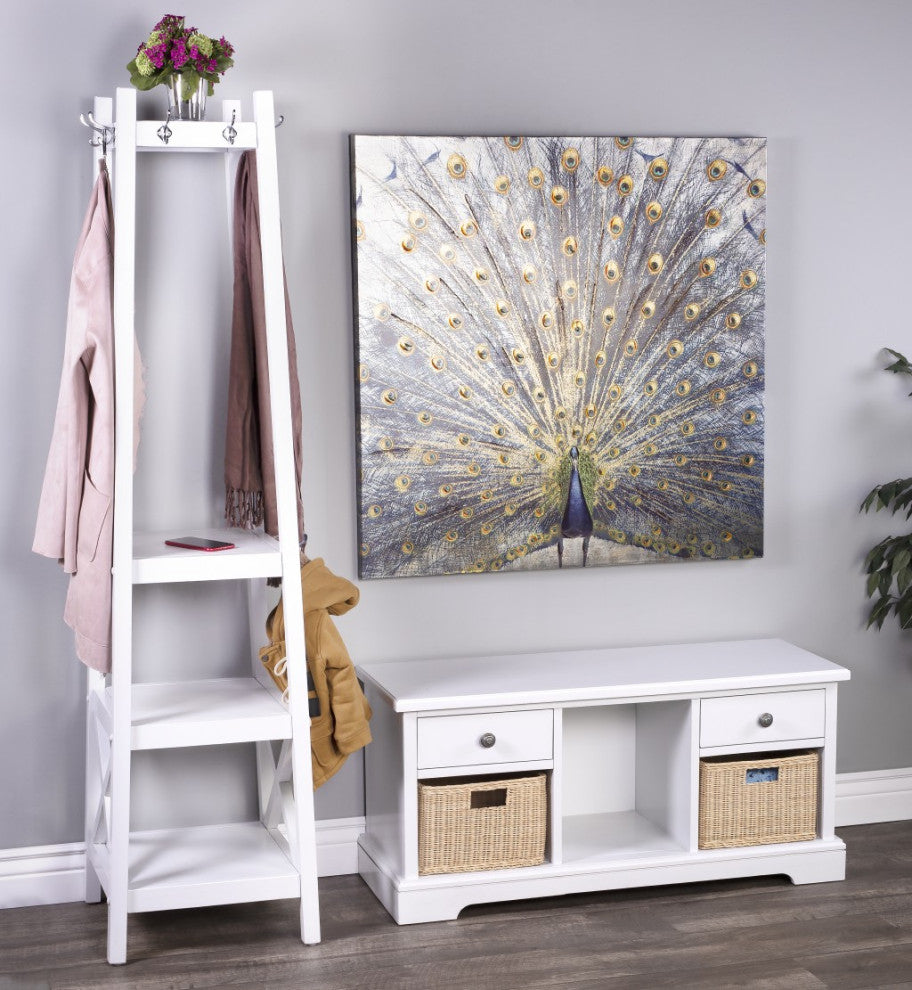 Fenya White Coat Rack With Shelves