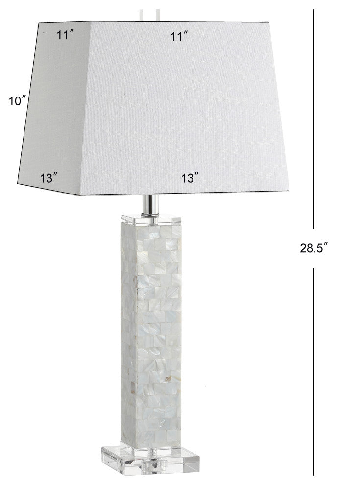 Noelle 28.5" Seashell LED Table Lamp, White, Set of 2