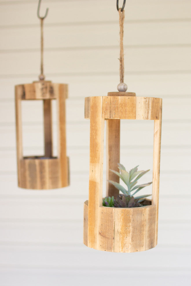 Kalalou Cgra1015 Tall Hanging Recycled Wood Planter