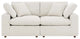 Commix Down Filled Overstuffed Boucle Fabric Loveseat, Ivory