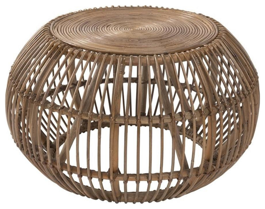Trent Home Round Modern Wicker / Rattan Subalio Coffee Table in Espresso