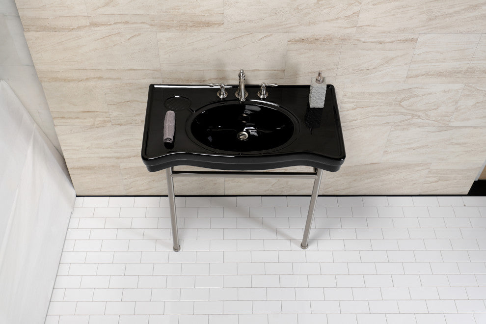 Fauceture VPB28140W88K 36" Ceramic Console Sink, Legs