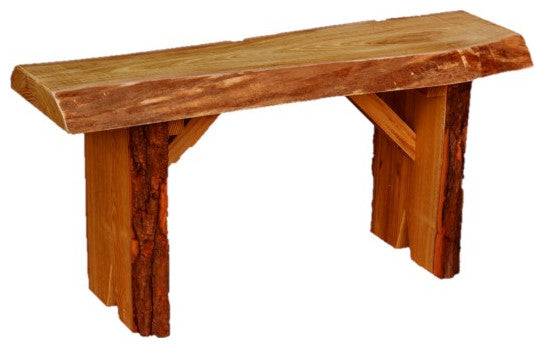 Live Edge Locust Wildwood Bench, Cedar Stain, 3 Foot