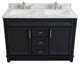 48" Double Sink Vanity, Dark Gray Finish With White Carrara Marble