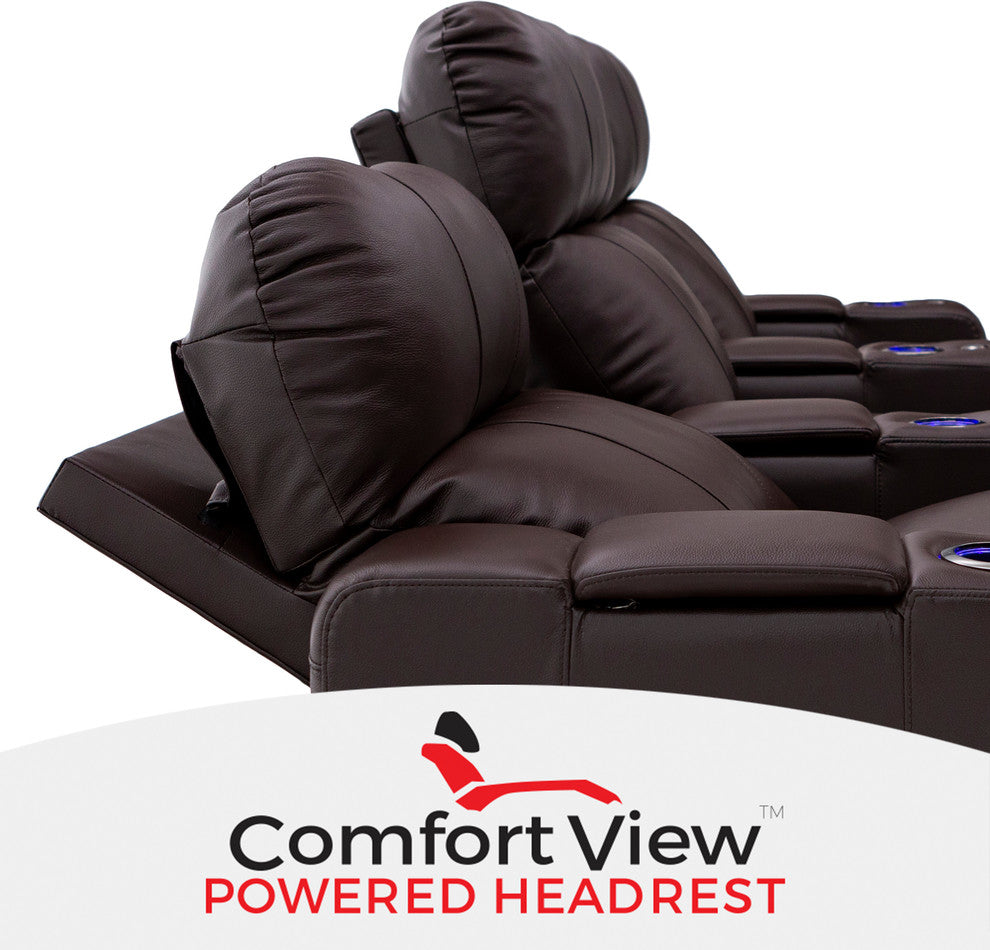 Seatcraft Julius Home Theater Seats, Leather, Brown, 4-Seats