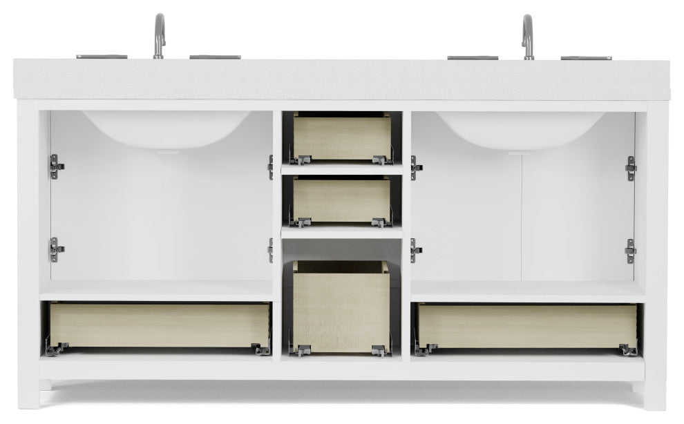 Caroline Avenue 72" Double Bathroom Vanity Set, White