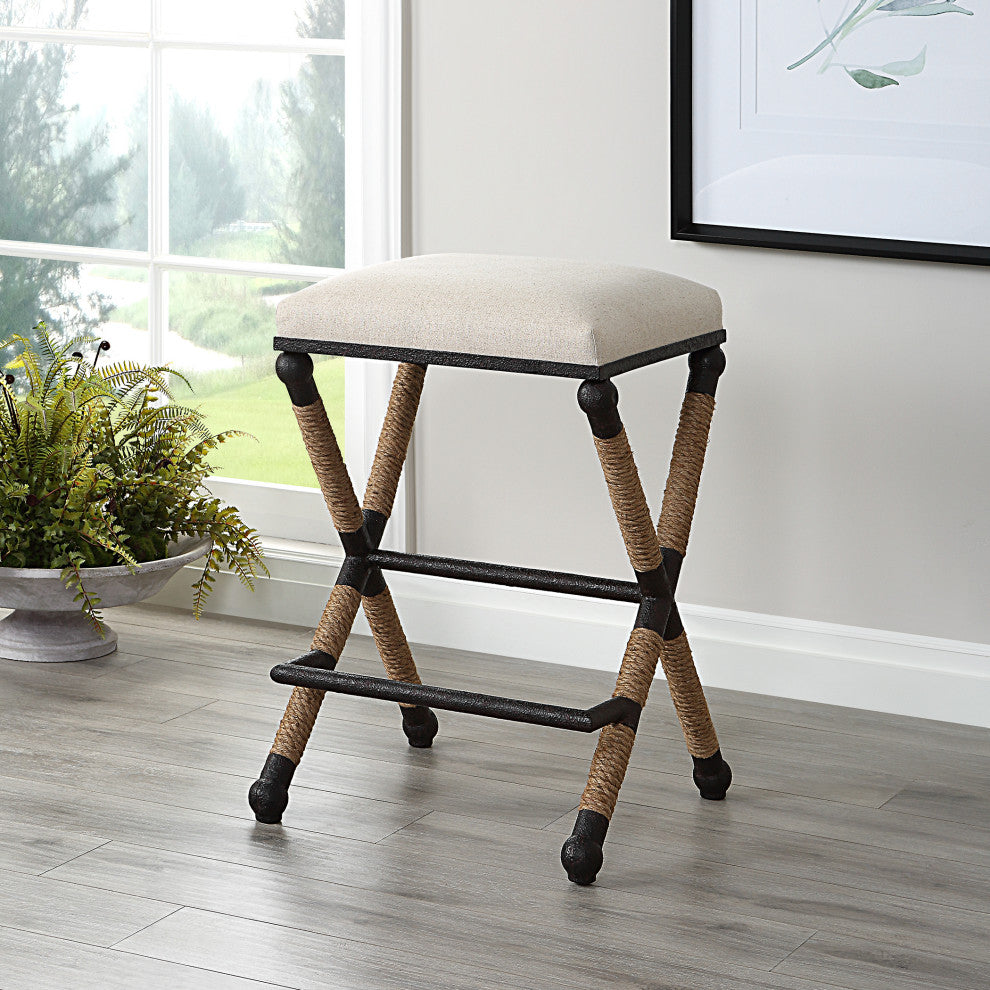 Firth Rustic Oatmeal Counter Stool