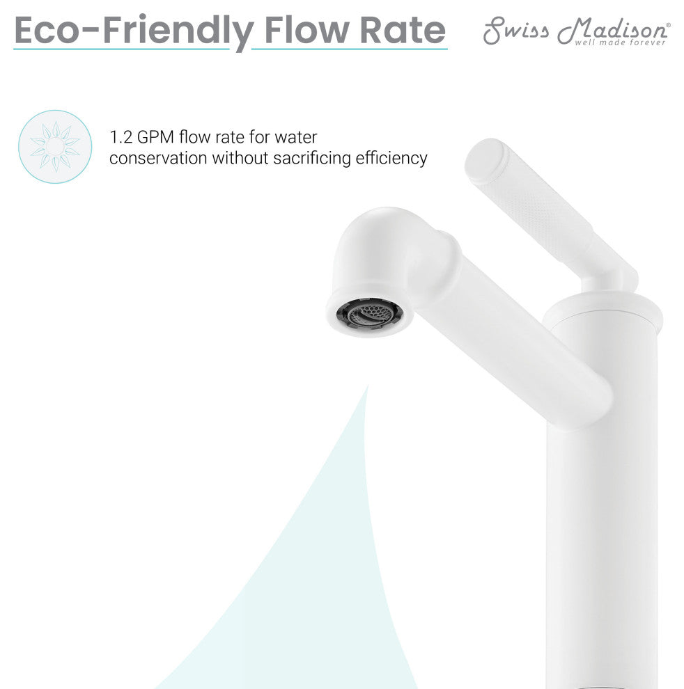 Avallon Single Hole Sleek, High Arc Bathroom Faucet, Matte White