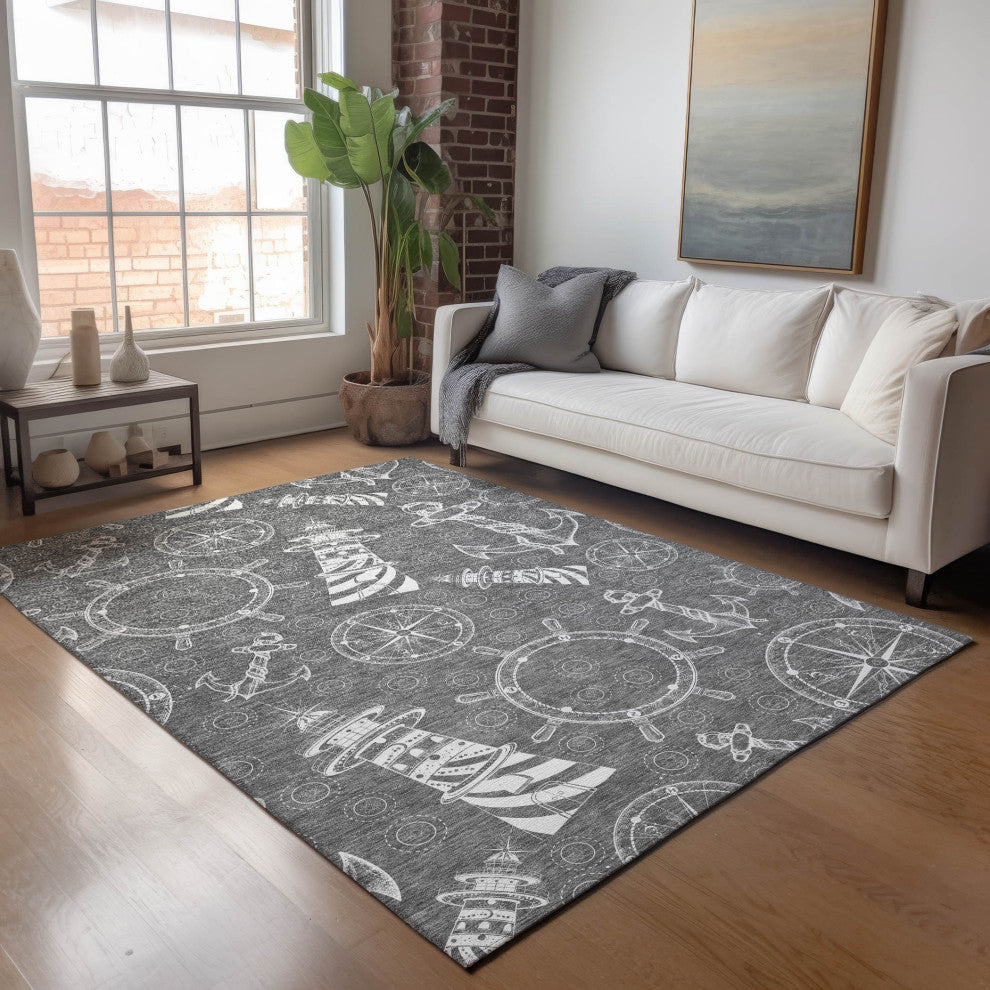 Addison Premium Washable Mayfield AMF154 Gray 3' x 5' Rug