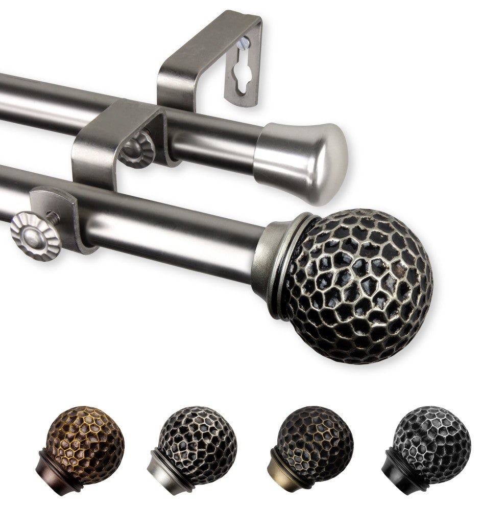 Nicholson 13/16" Double Curtain Rod Satin Nickel
