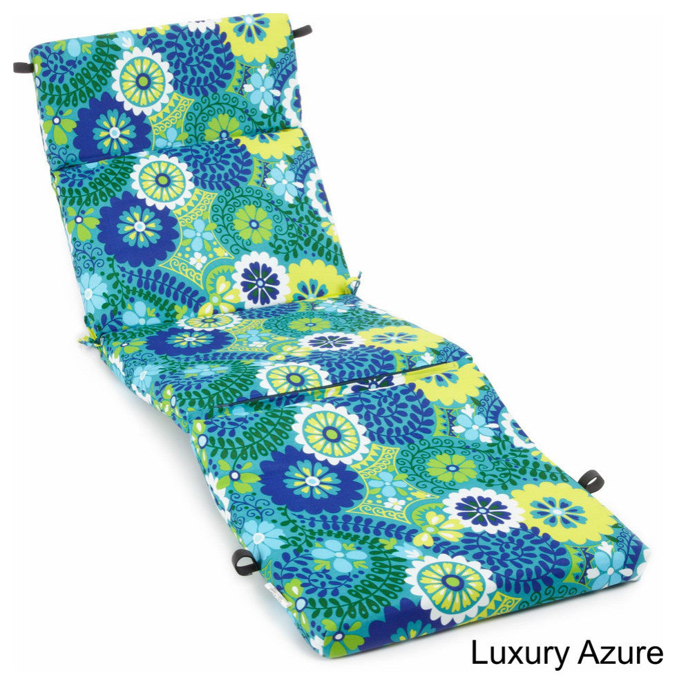 72" Outdoor Chaise Lounge Cushion, Luxury Azure