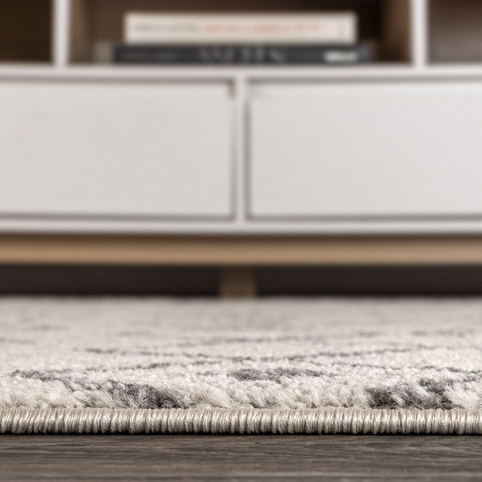 Aksil Moroccan Beni Souk Area Rug, Cream/Gray, 3 X 5
