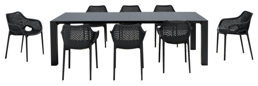 Air XL Extension Dining Set 9-Piece Black