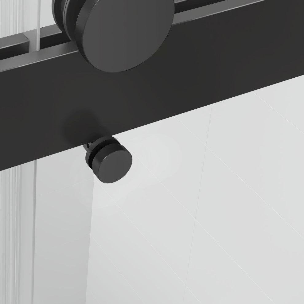 48" Frameless Sliding Shower Door, Matte Black, Soft-Closing