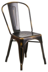 Distressed Copper Metal Indoor-Outdoor Stackable Chair