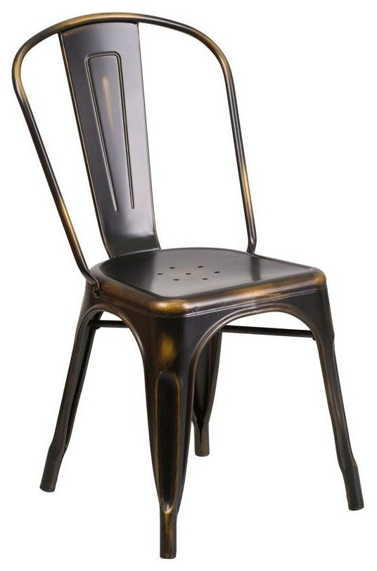 Distressed Copper Metal Indoor-Outdoor Stackable Chair