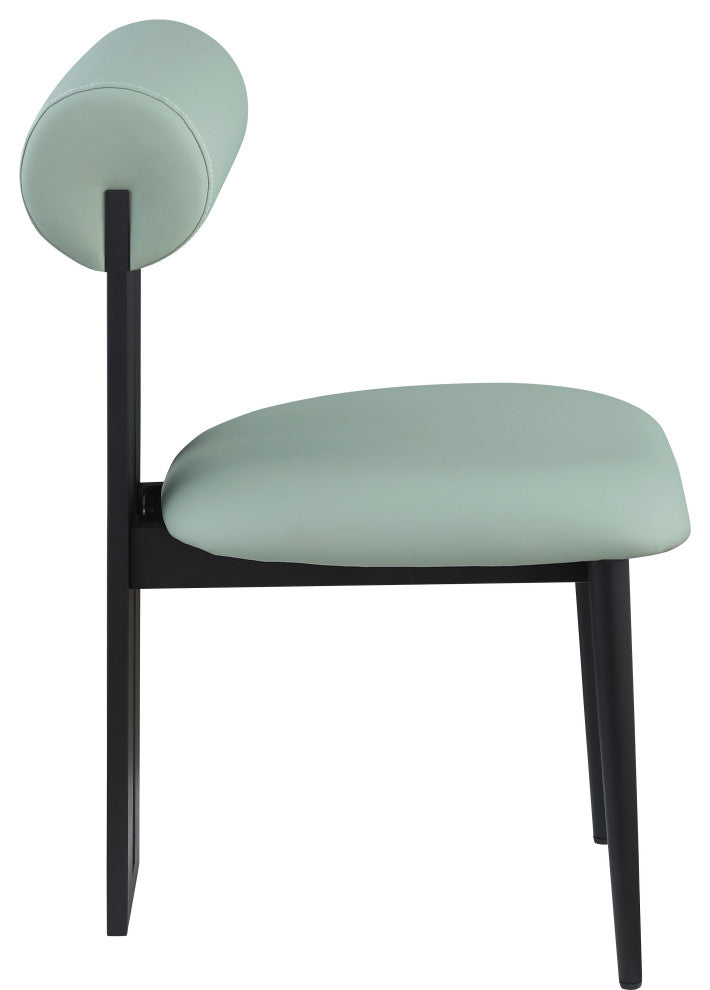 Dario Upholstered Dining Chair, Set of 2, Mint, Vegan Leather, Matte Black