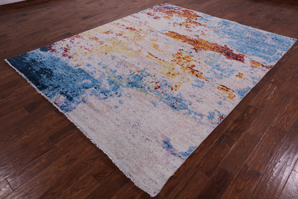 8' 0" X 9' 8" Modern Handmade Wool Rug Q9139