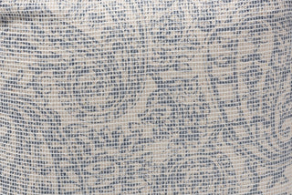 Geneva Ivory and Blue Handwoven Paisley Pouf Ottoman