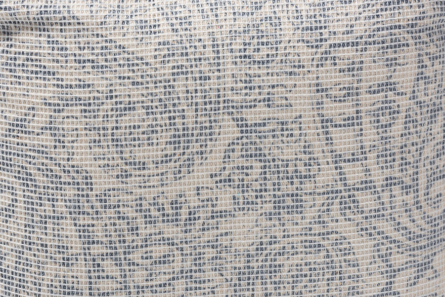 Geneva Ivory and Blue Handwoven Paisley Pouf Ottoman