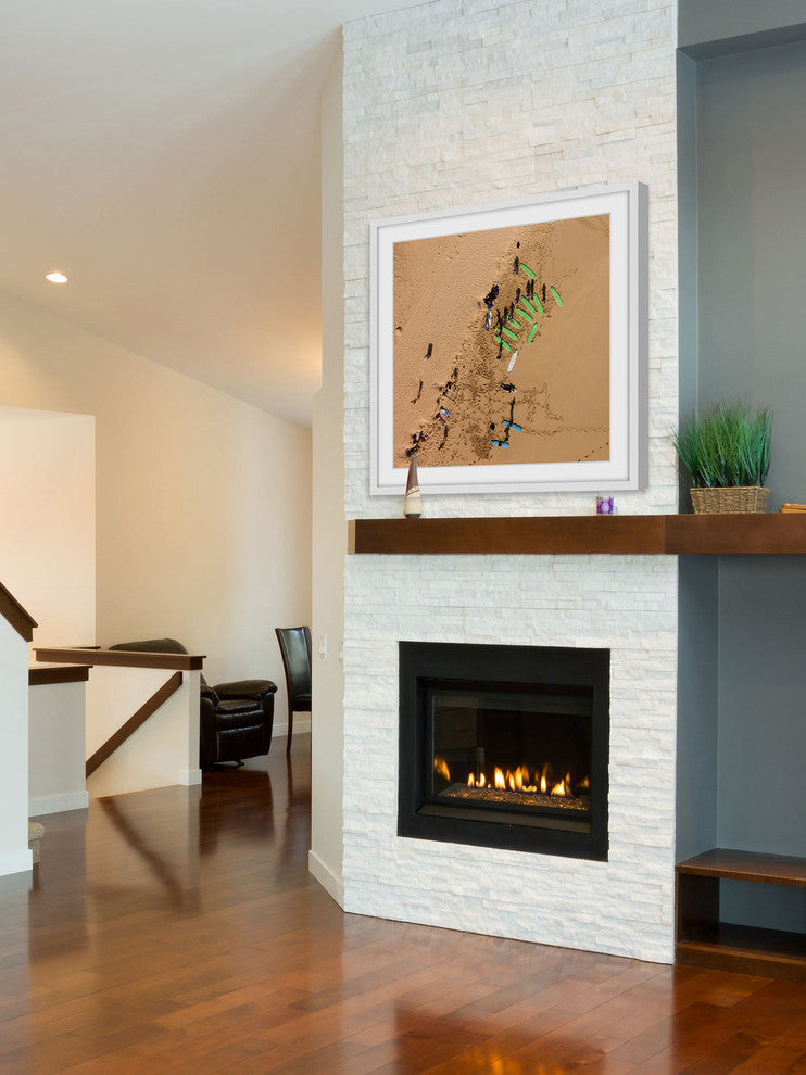 "Green Surf Boards" Framed Print by Karolis Janulis