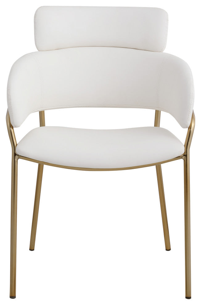 Yara Upholstered Dining Chair (Set of 2), Cream, Vegan Leather