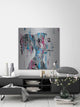"Pink Blue Face Smudges" Painting Print on Brushed Aluminum, 48"x48"